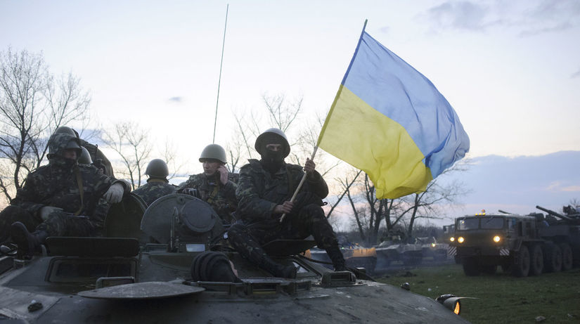 Ukraina, tank, vojaci, vlajka, Slaviansk