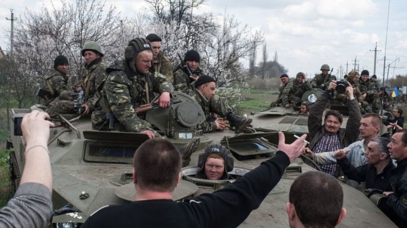 Ukrajina, Kramatorsk, vojaci, tank