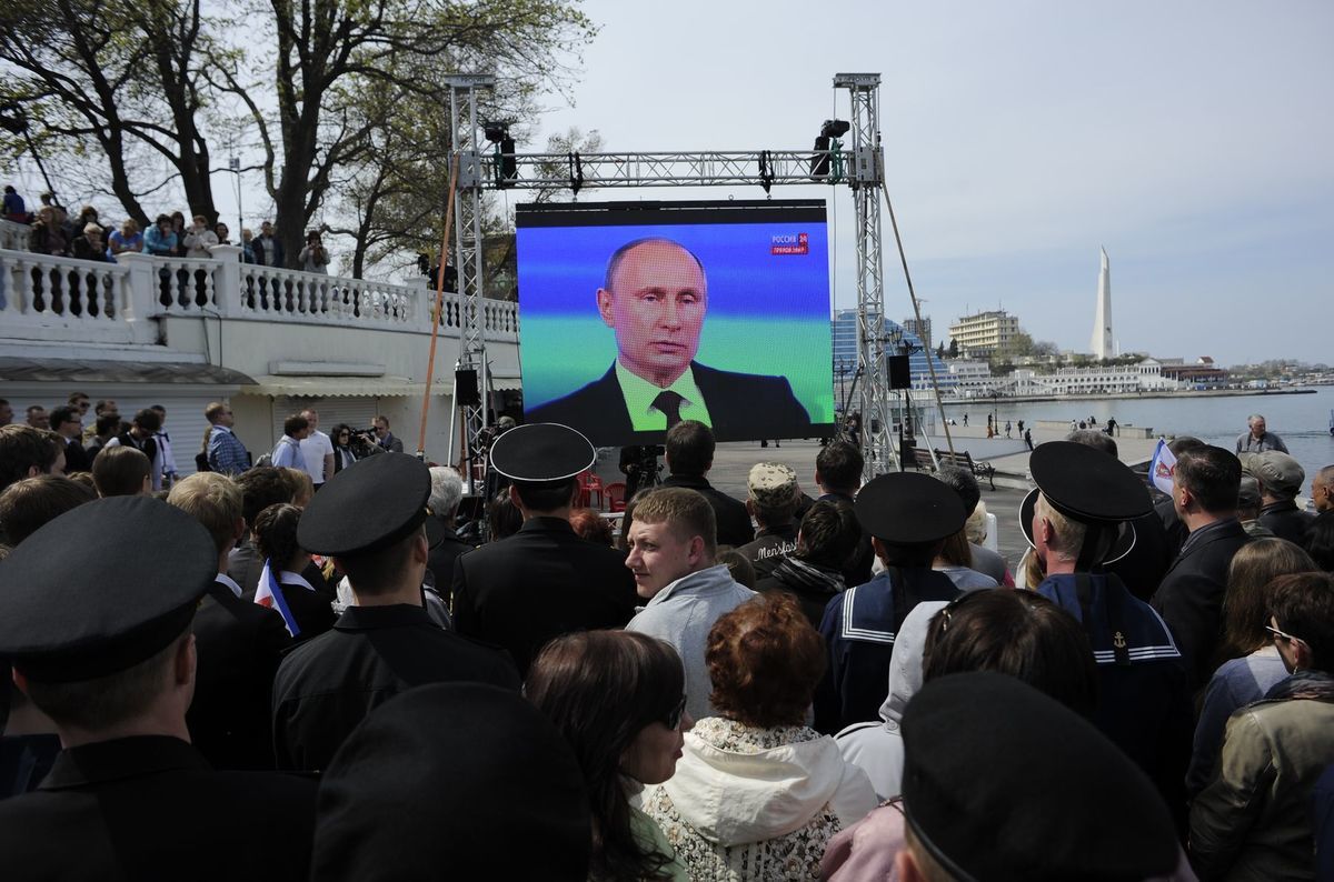 Vladimira Putina počas televízneho prenosu...