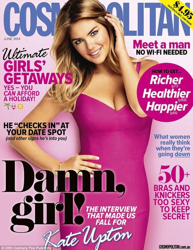 Kate Upton na tiulke magazínu Cosmopolitan.