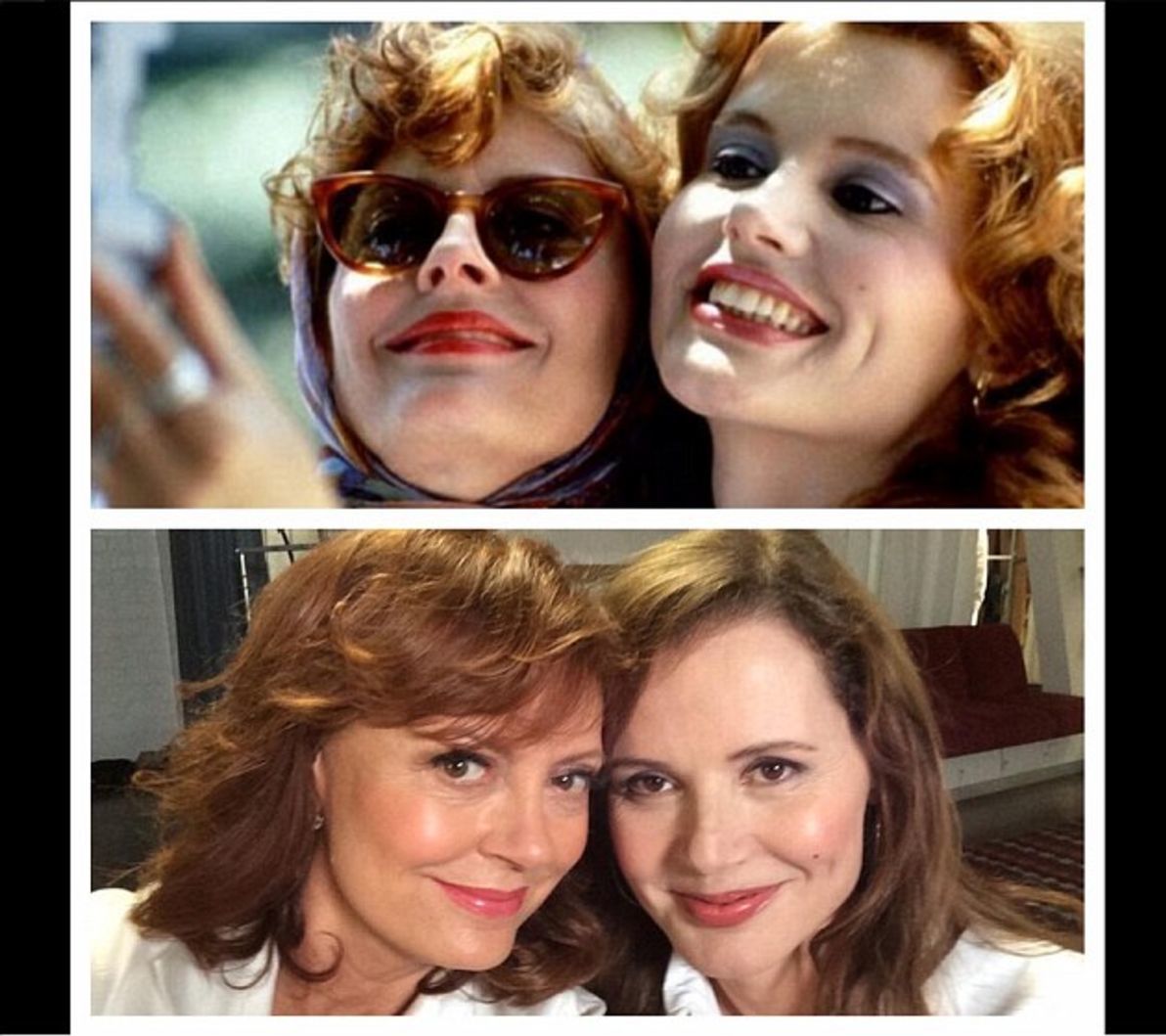 Selfie fotografia Susan Sarandon a Geena Davis...