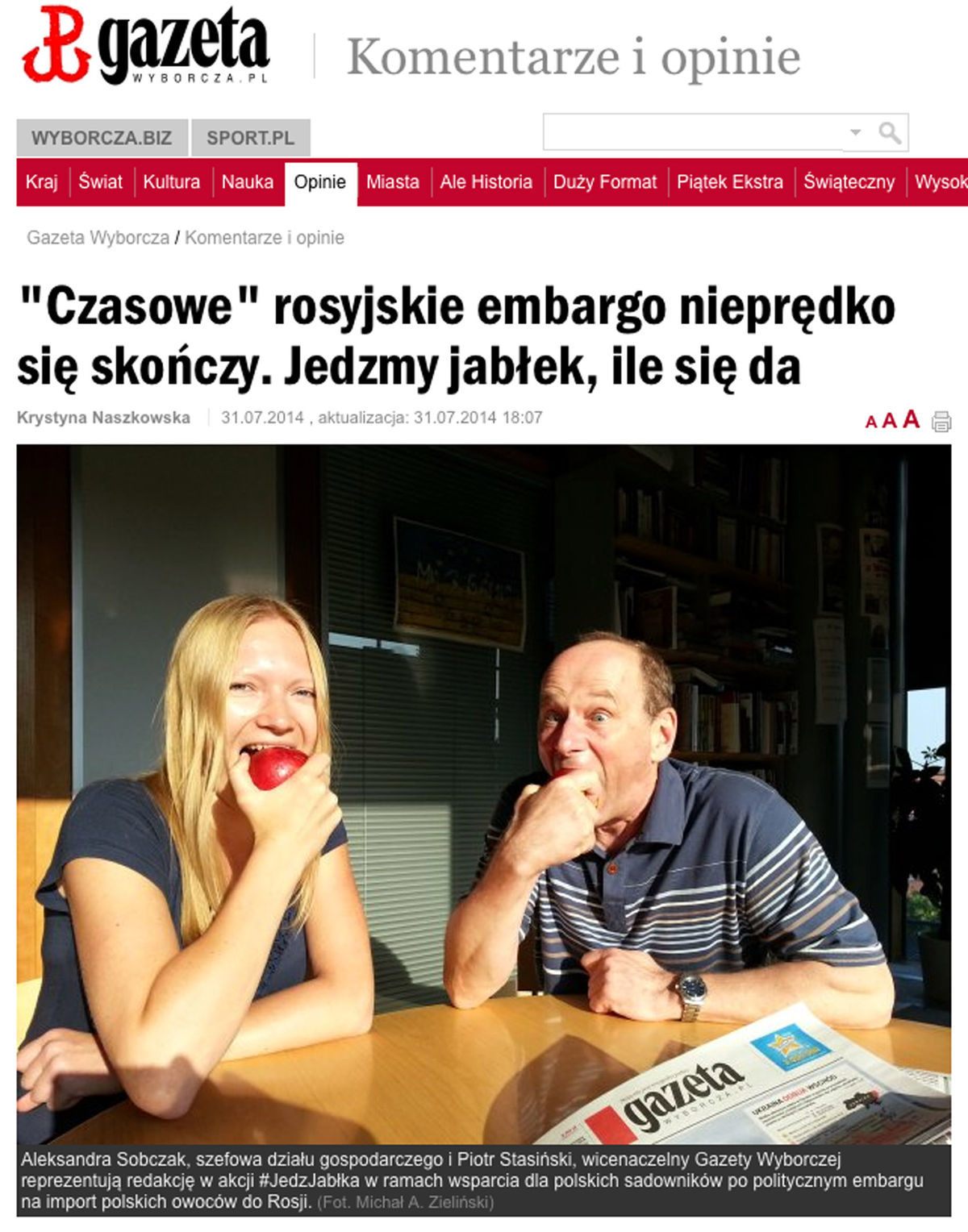 Kampaň Gazety Wyborczej Jedzte jablká.