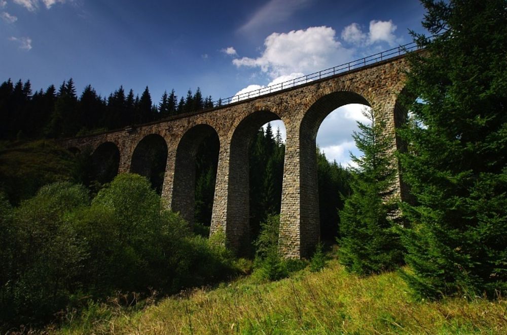 Telgárska slučka (tunel) a Chmarošský viadukt.