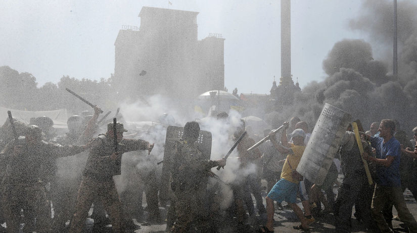 Kyjev, Ukrajina, Majdan, Námestie nezávislosti,...