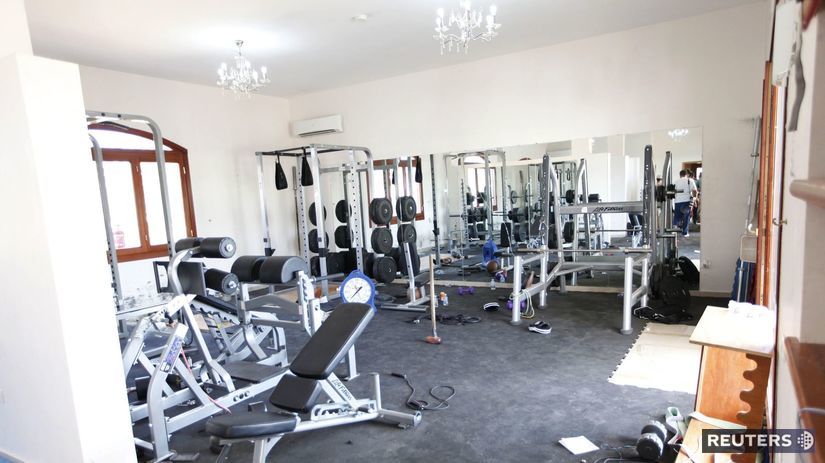 Fitness centrum v budove ambasády USA v Tripolise.