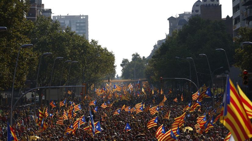Demonštrácie za nezávislosť Katalánska.