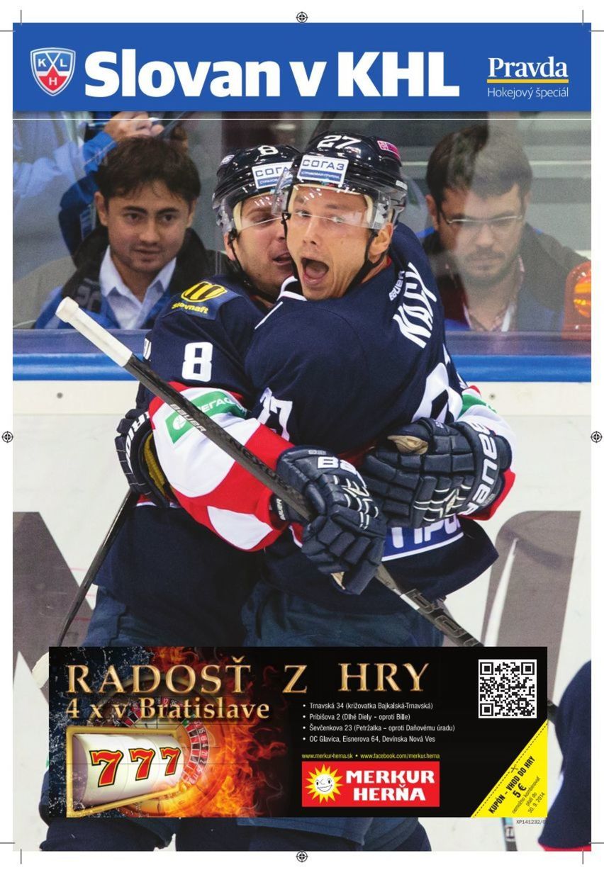 Titulka hokejovej prílohy Slovan v KHL, ktorej...