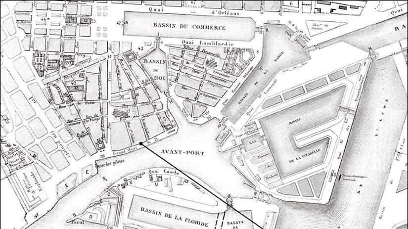 Mapa prístavu v Le Havre zo 70. rokov 19....