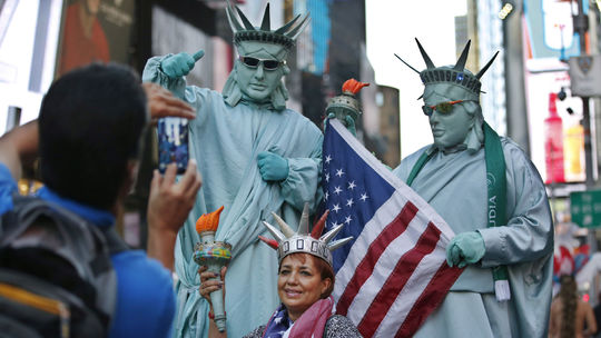 Sochy Sochy slobody na newyorskom Times Square.