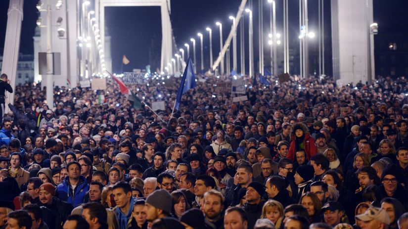 Maďarsko, protest, internet