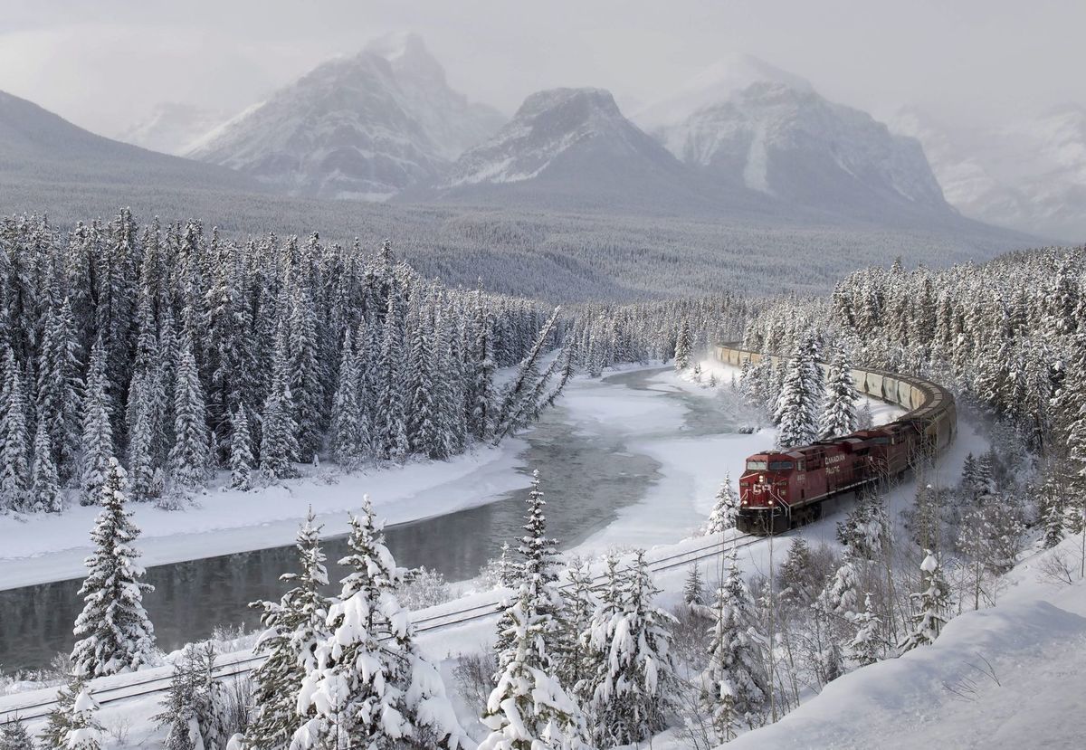 zima, hory, vlak