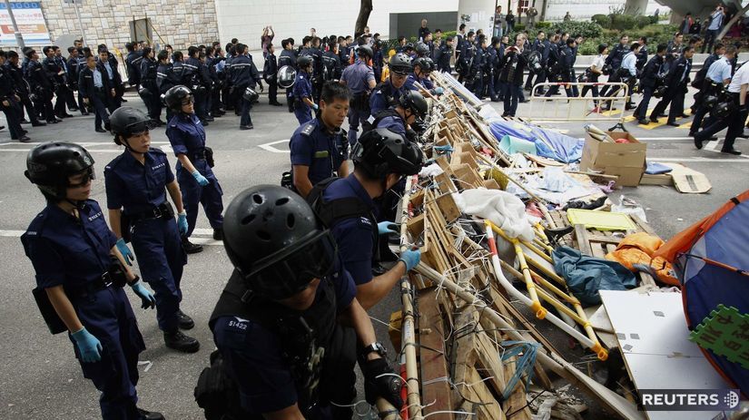 Hongkong, barikády, polícia