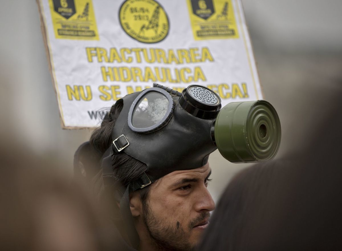 Protesty proti frakovaniu vo východnom Rumunsku.