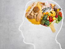 potraviny, jedlo, hlava, mozog, myslenie, hlad