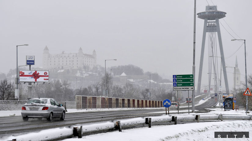 Bratislava, doprava, sneh, sneženie