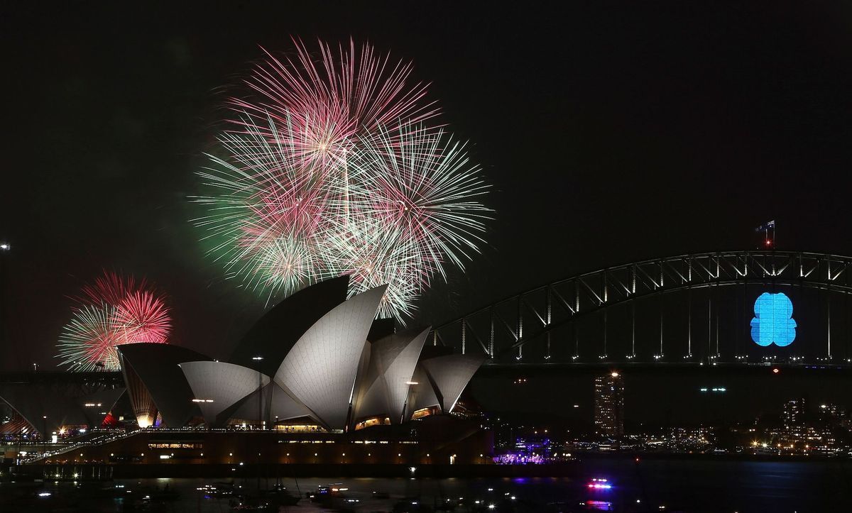 Nový rok, Sydney, opera, ohňostroj