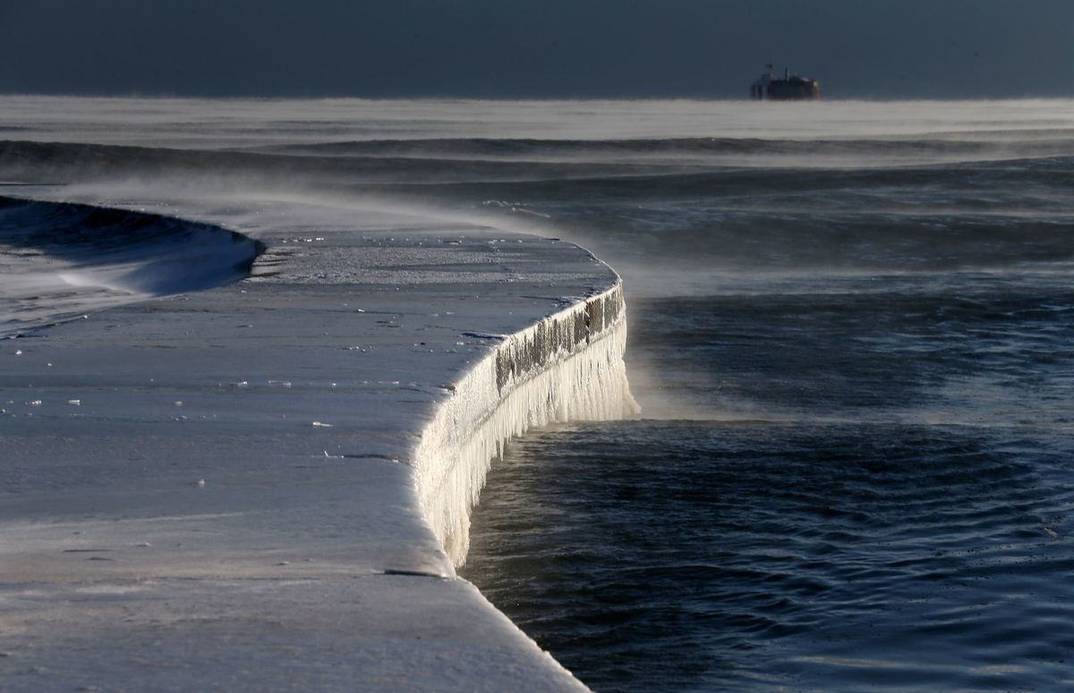 ľad, jazero Michigan