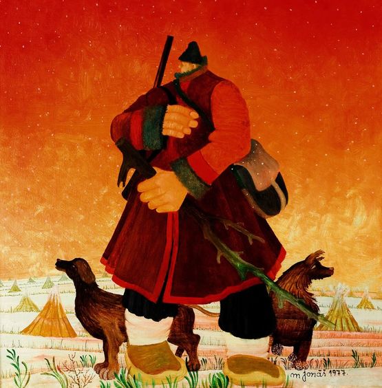 Martin Jonáš: Strážca poľa, 1977, olej na...
