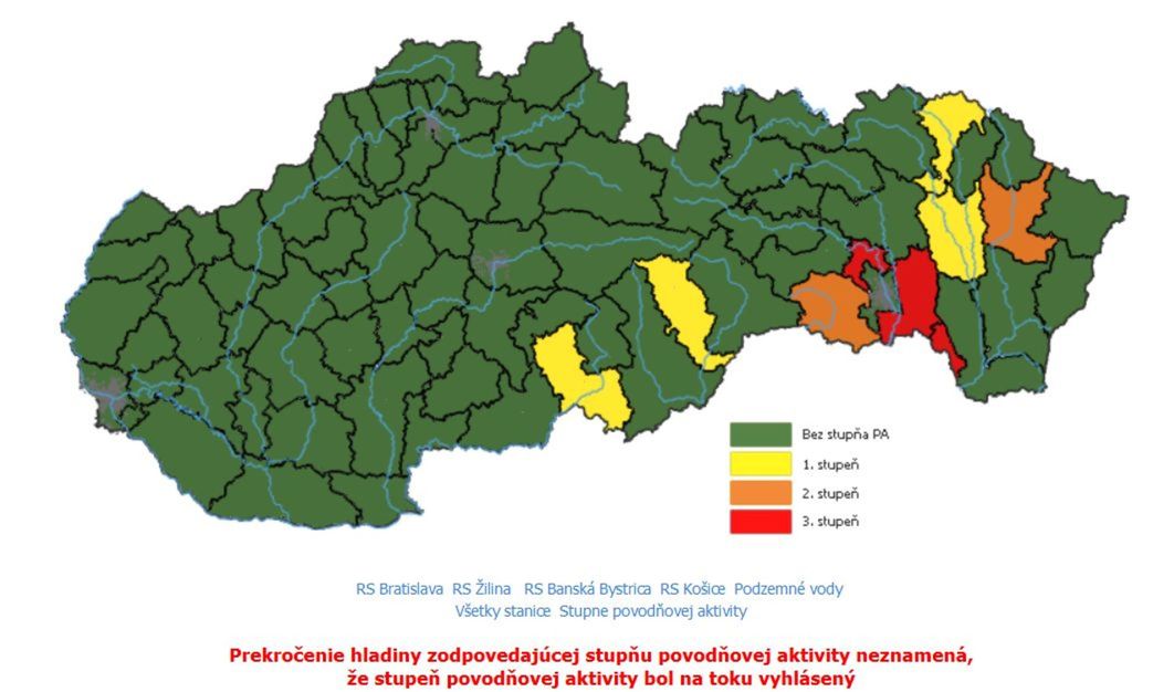 Stupne povodňovej aktivity na území Slovenska