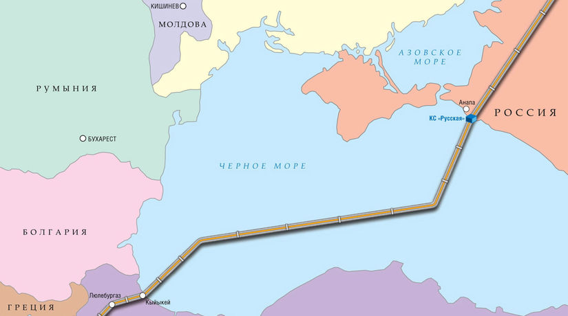 Trasa nového plynovodu z Ruska do Turecka, Gazprom