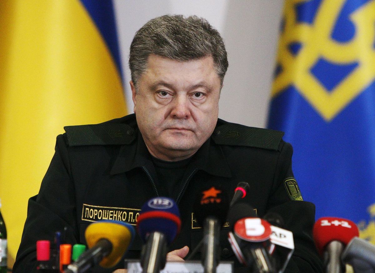 Ukrajinský prezident Petro Porošenko o polnoci...