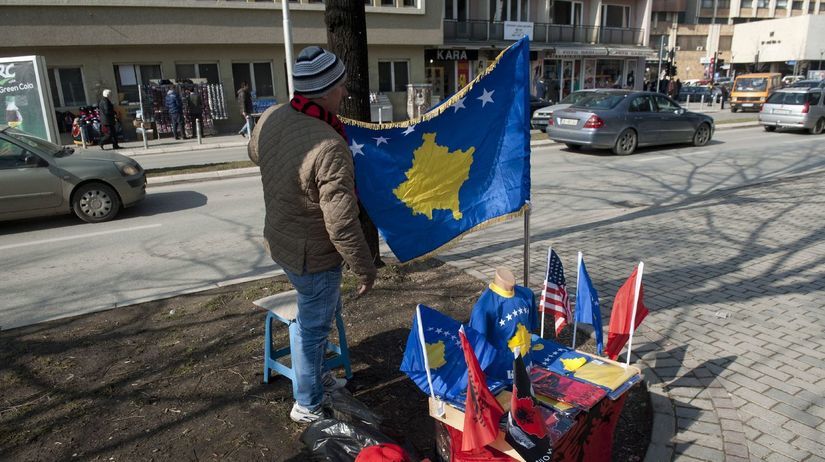 Kosovo, vlajka, Albánsko, Priština