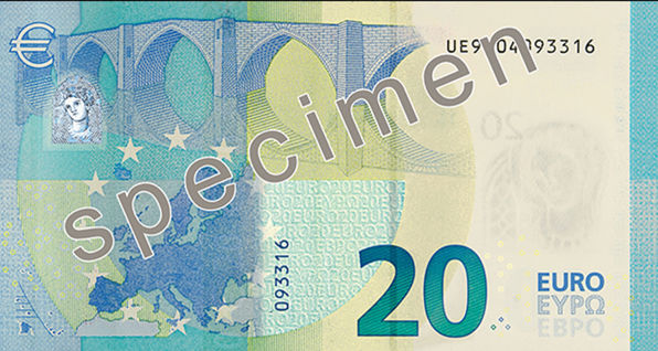 Dvadsaťeurovka zo série Europa - zadná strana