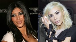 Kim Kardashian na zábere z roku 2007 (vľavo) a fotografii z marca 2015 z Paríža.  