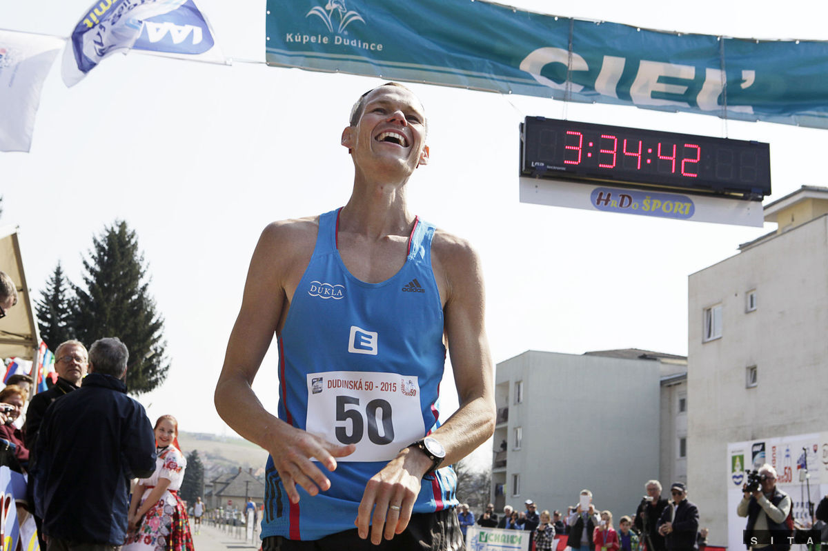 Matej Tóth v cieli Dudinskej päťdesiatky 2015.