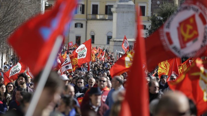 Taliansko, odborári, protest