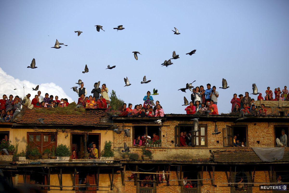 Nepál, rituál, dedina, holuby