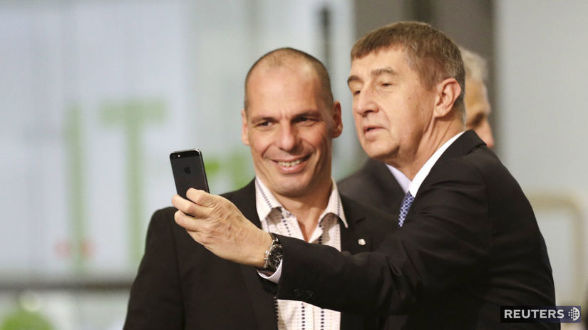 Andrej Babiš a Janis Varufakis spoločne pri...