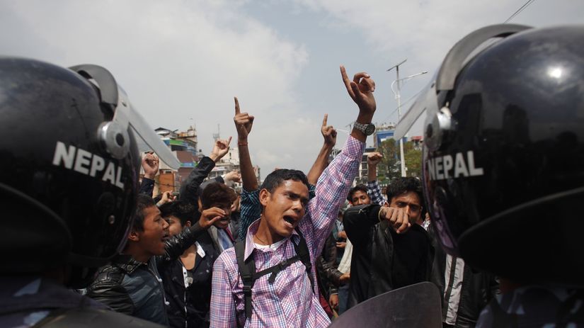 Nepál, zemetrasenie, protest