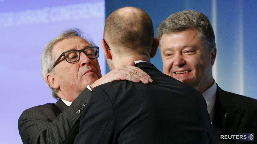 Ukrajina, konferencia, Juncker, Jaceňuk, Porošenko