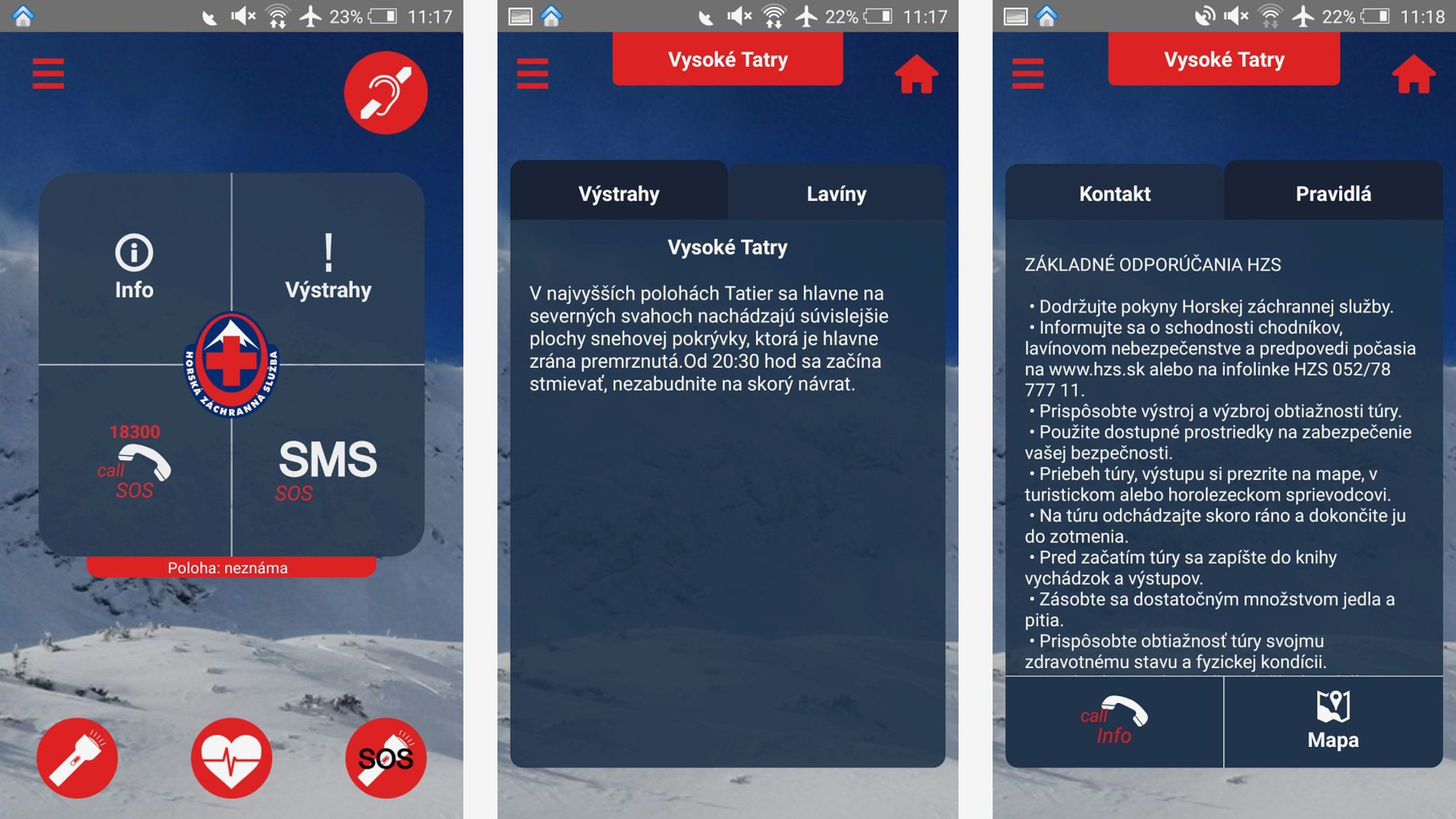 Aplikácia horskej služby.