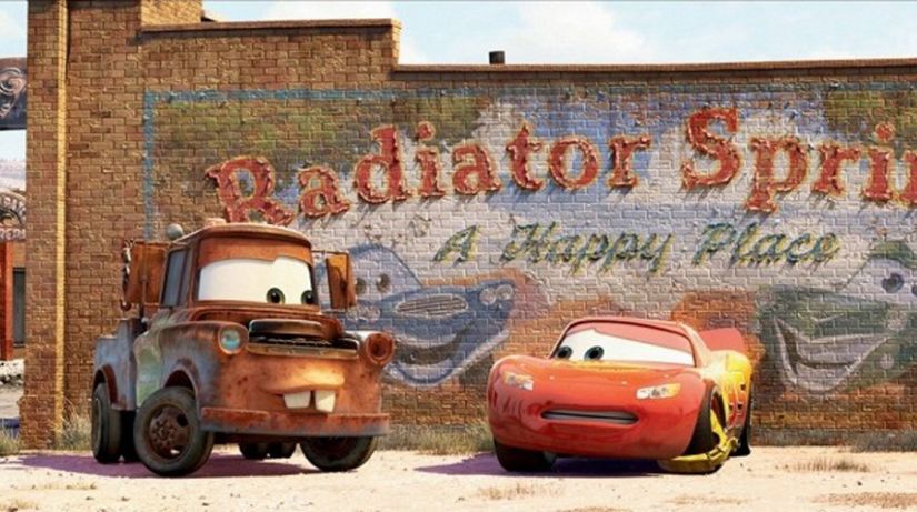 Snímka z filmu Autá (2006) z dielne Pixaru.