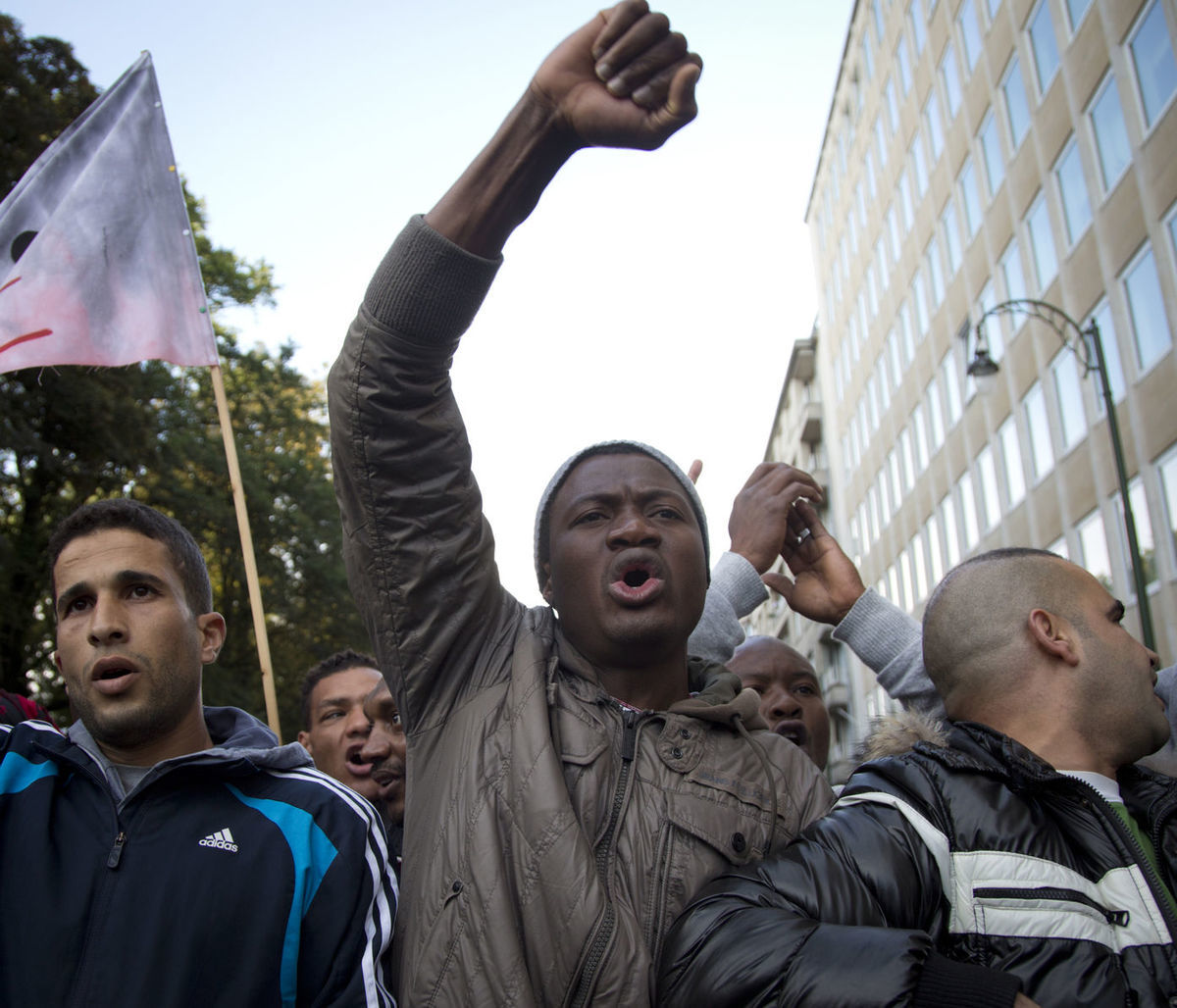 Demonštrácia migrantov.