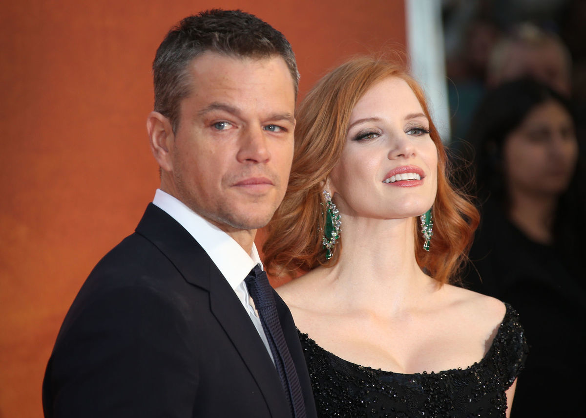 Matt Damon a Jessica Chastain počas londýnskej...