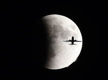 Spln, zatmenie, Mesiac, lietadlo, noc, obloha,
