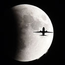 Spln, zatmenie, Mesiac, lietadlo, noc, obloha,