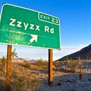 Zzyzx, USA, cesta, tabuľa, road, cestovanie, auto, diaľnica, Amerika, púšť