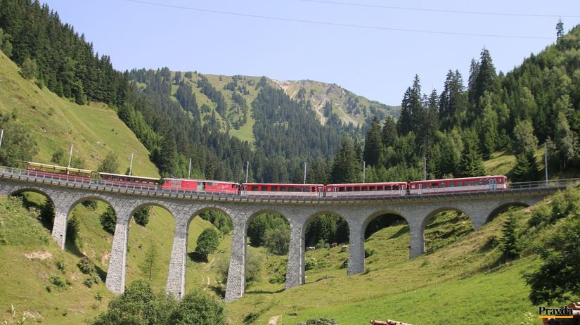 Švajčiarsko, vlak, most,
