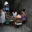 Kuba, Havana, domino, ženy, stôl, susedky,