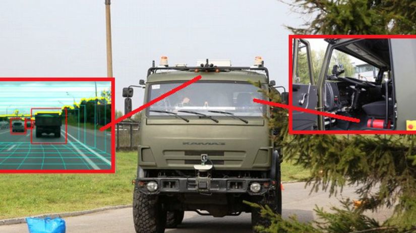 Skúšobný Kamaz je vybavený troma radarmi,...
