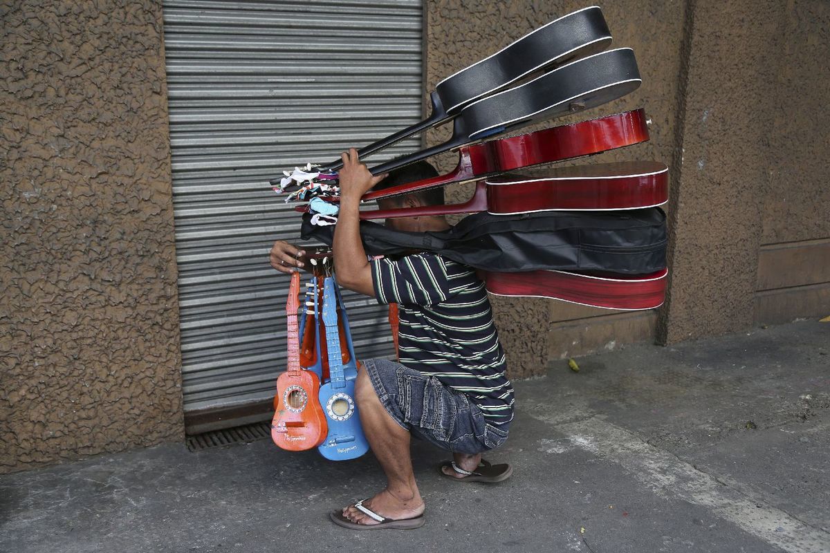 Filipíny, gitary, ukulele, predavač, ulica, hudba