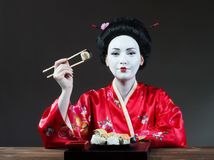 gejša, Japonsko suši, paličky, jedlo, stolovanie, obed, večera, Ázia,