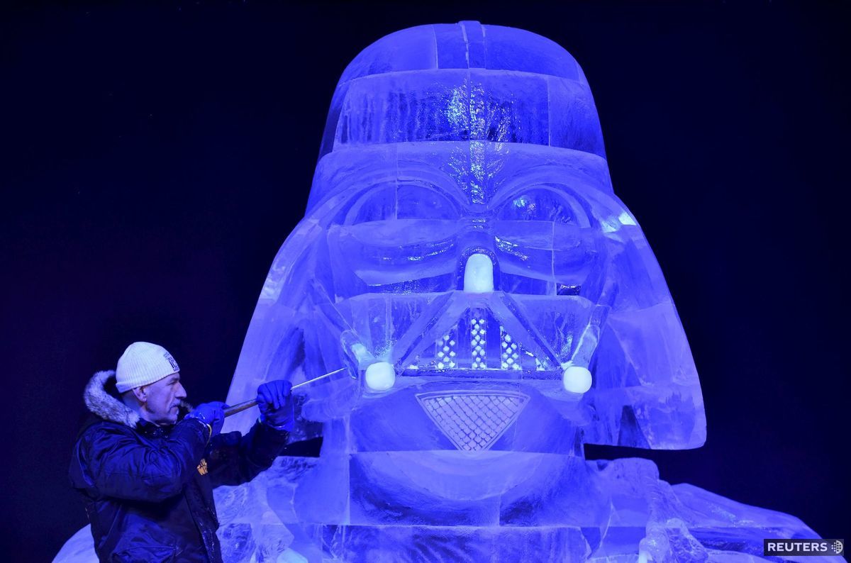 Belgicko, Star Wars, Hviezdne vojny, ľadová socha, Darth Vader