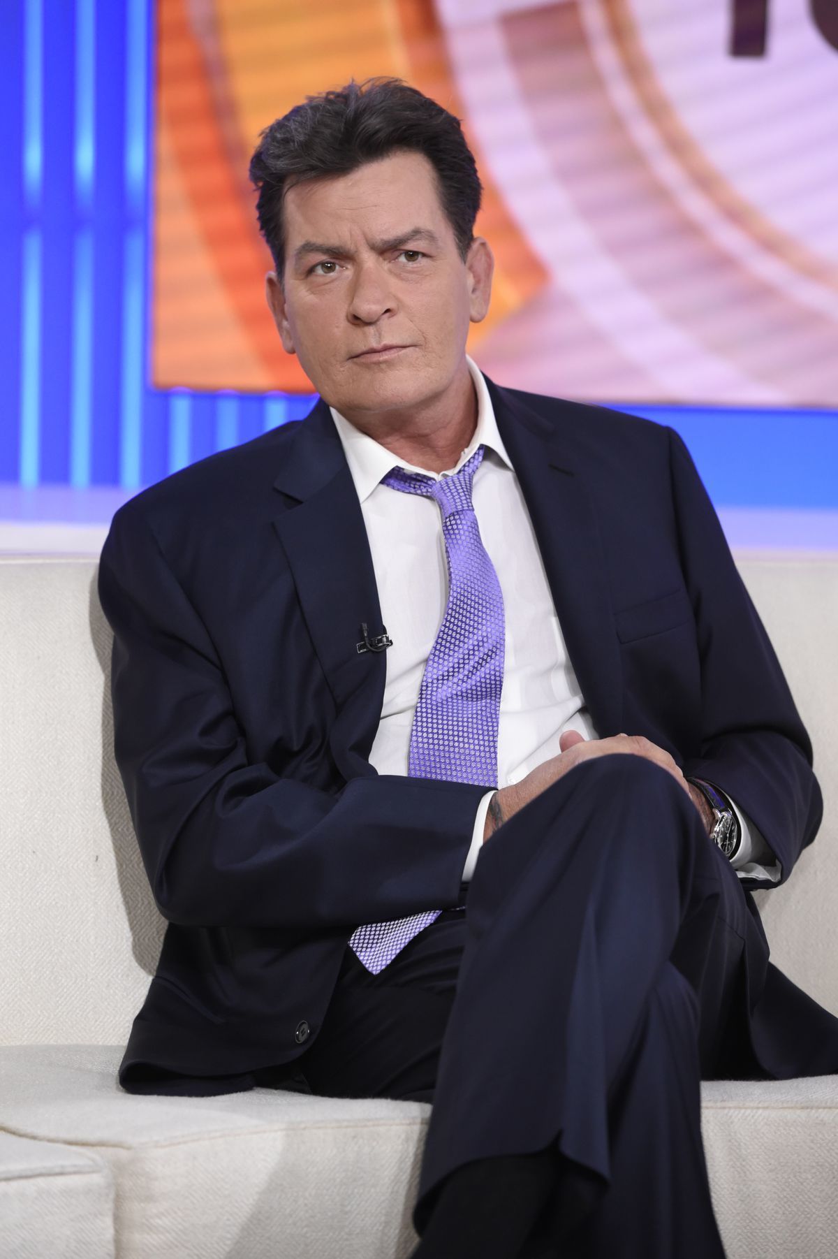 Herec Charlie Sheen počas nakrúcania šou Today...