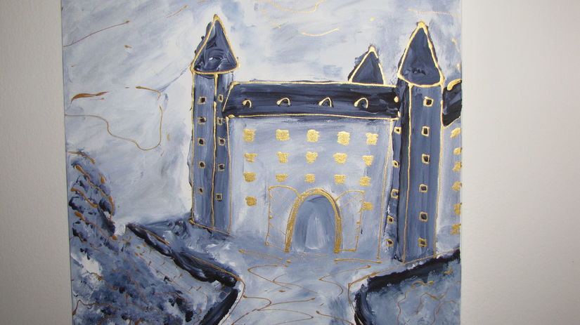 Nohou namaľovaný Bratislavský hrad.