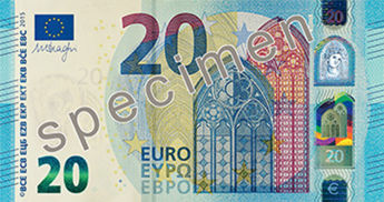 Nová 20-eurová bankovka.